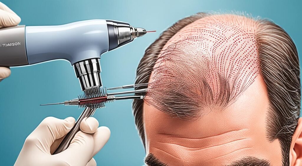 Illustration of FUE Hair Transplant Procedure